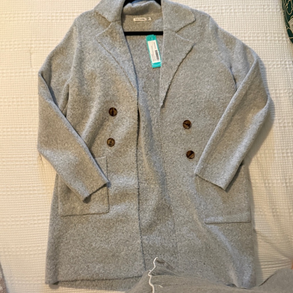 Pink Clover Light Gray Cardigan
